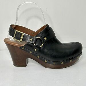 Kork-Ease Black and Brown Leather Clogs